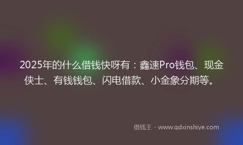 2025年的什么借钱快呀有：鑫速Pro钱包、现金侠士、有钱钱包、闪电借款、小金象分期等。