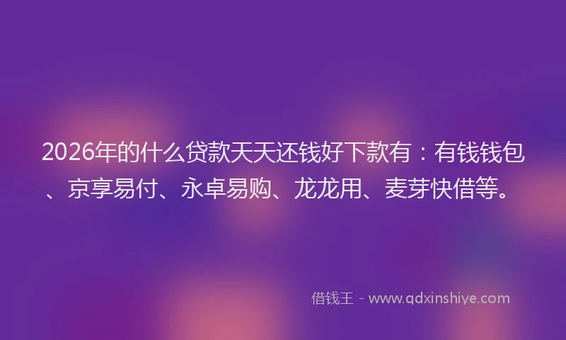 2026年的什么贷款天天还钱好下款有：有钱钱包、京享易付、永卓易购、龙龙用、麦芽快借等。
