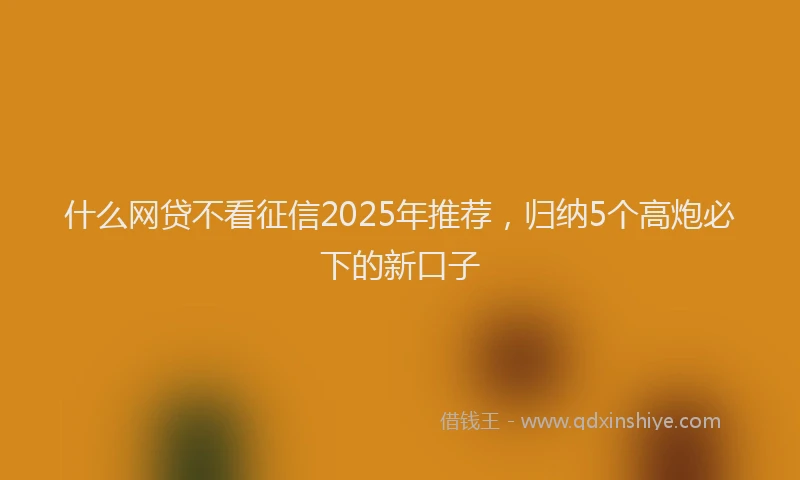 什么网贷不看征信2025年推荐，归纳5个高炮必下的新口子