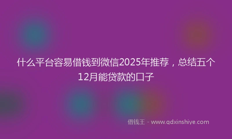 什么平台容易借钱到微信2025年推荐，总结五个12月能贷款的口子