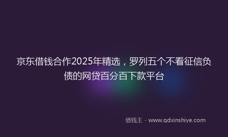 京东借钱合作2025年精选，罗列五个不看征信负债的网贷百分百下款平台