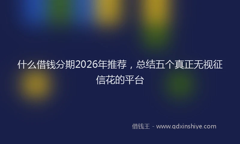 什么借钱分期2026年推荐，总结五个真正无视征信花的平台