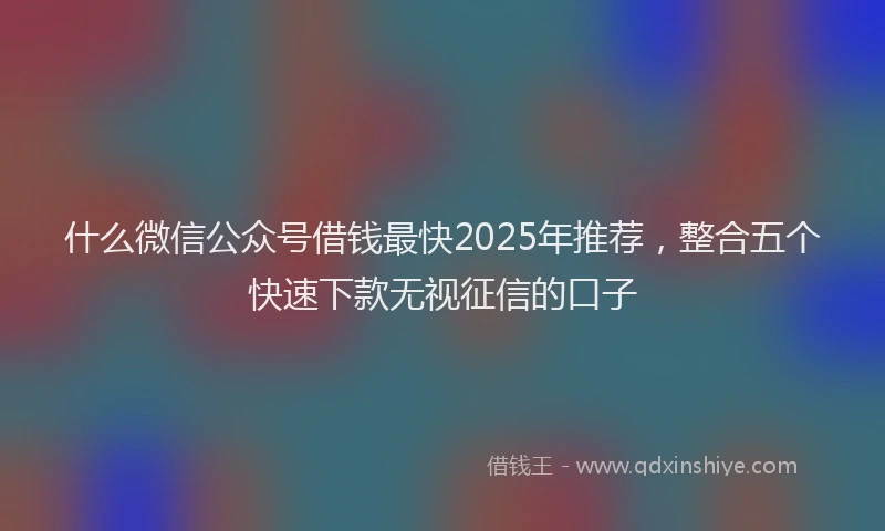 什么微信公众号借钱最快2025年推荐，整合五个快速下款无视征信的口子