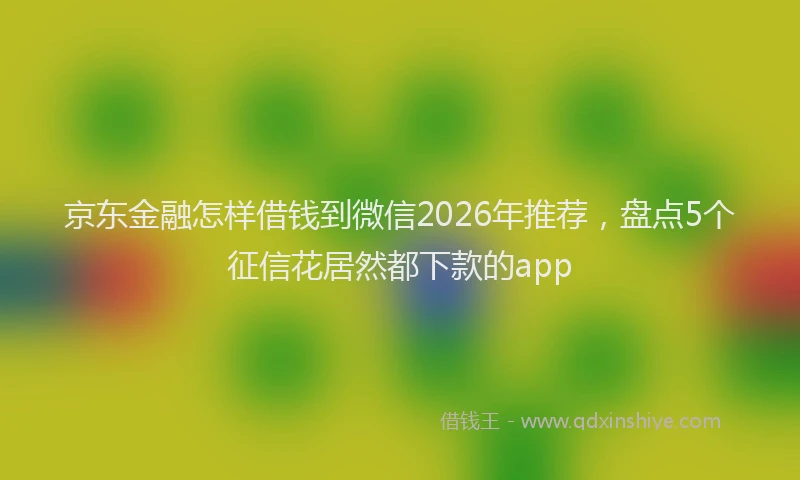 京东金融怎样借钱到微信2026年推荐，盘点5个征信花居然都下款的app