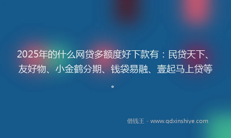2025年的什么网贷多额度好下款有：民贷天下、友好物、小金鹤分期、钱袋易融、壹起马上贷等。