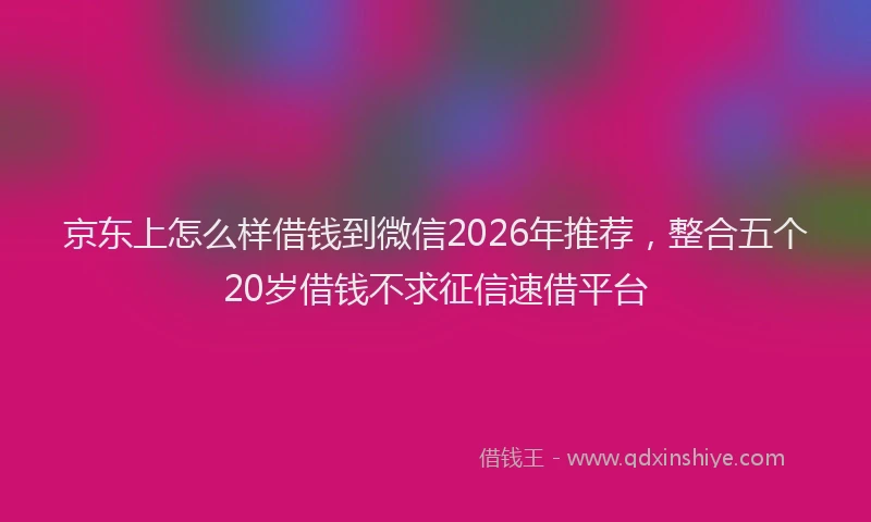 京东上怎么样借钱到微信2026年推荐，整合五个20岁借钱不求征信速借平台