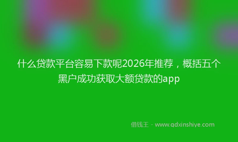 什么贷款平台容易下款呢2026年推荐，概括五个黑户成功获取大额贷款的app