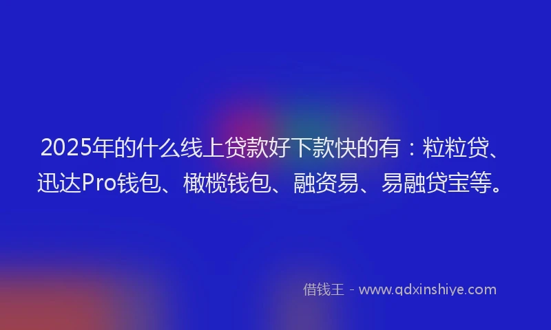2025年的什么线上贷款好下款快的有：粒粒贷、迅达Pro钱包、橄榄钱包、融资易、易融贷宝等。