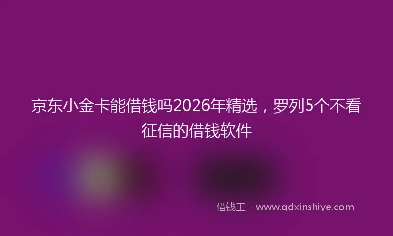 京东小金卡能借钱吗2026年精选，罗列5个不看征信的借钱软件