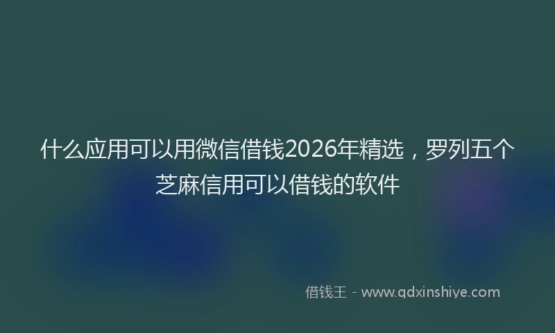 什么应用可以用微信借钱2026年精选,罗列五个芝麻信用可以借钱的软件