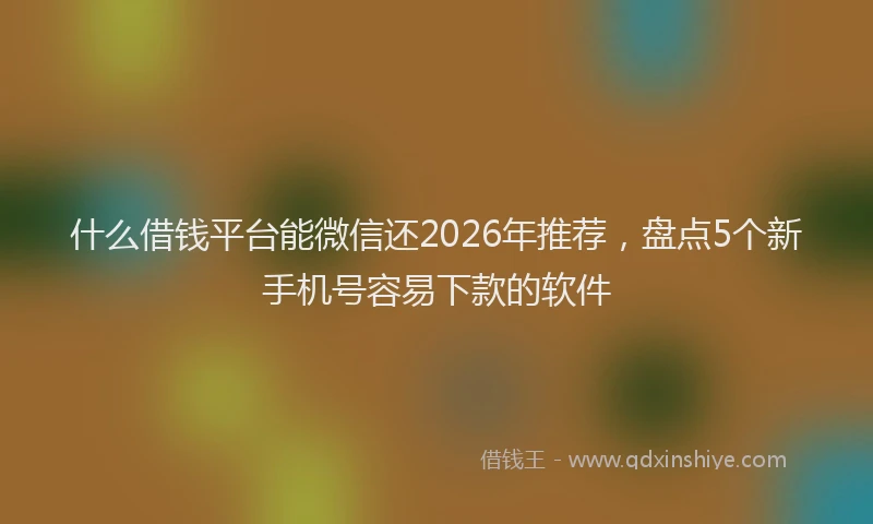 什么借钱平台能微信还2026年推荐，盘点5个新手机号容易下款的软件
