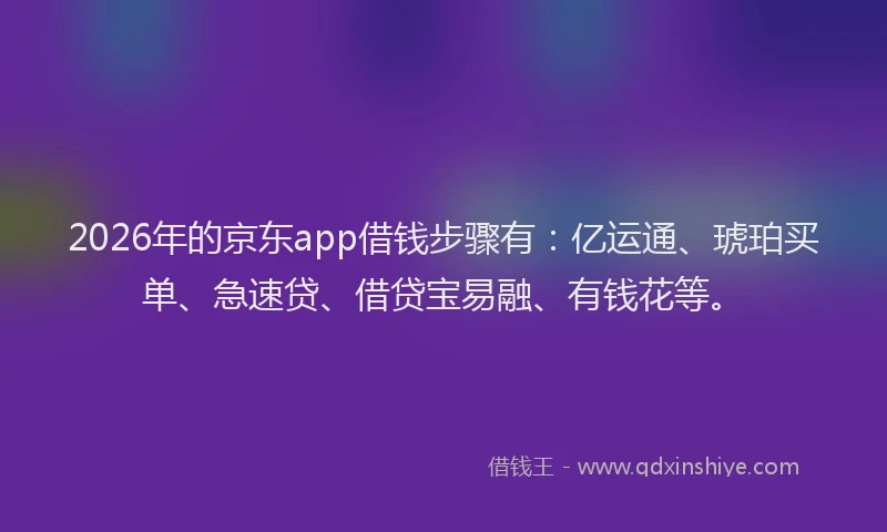 2026年的京东app借钱步骤有：亿运通、琥珀买单、急速贷、借贷宝易融、有钱花等。