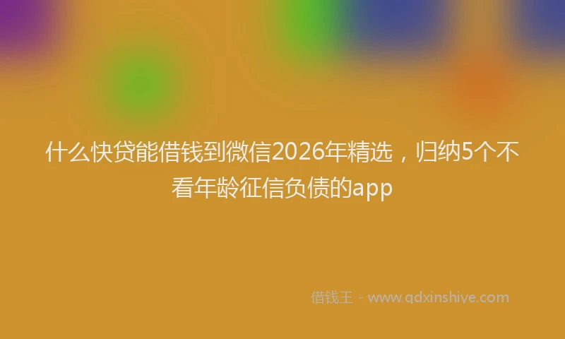 什么快贷能借钱到微信2026年精选，归纳5个不看年龄征信负债的app