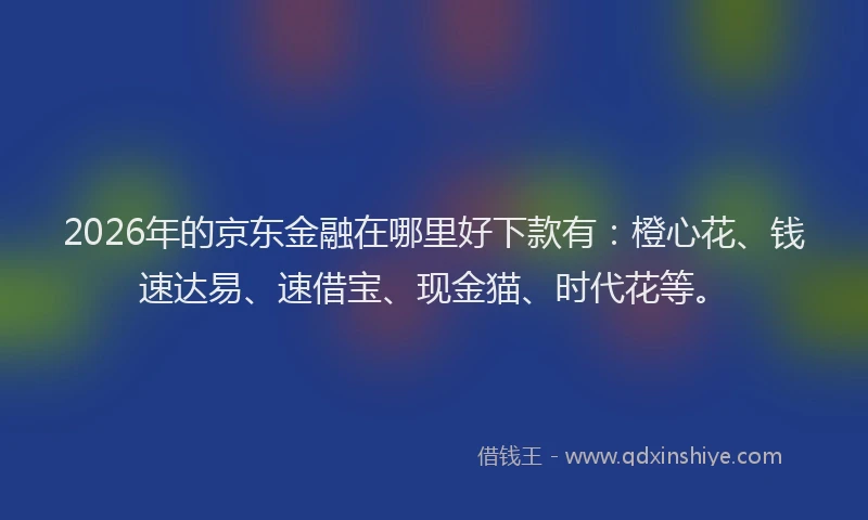 2026年的京东金融在哪里好下款有：橙心花、钱速达易、速借宝、现金猫、时代花等。