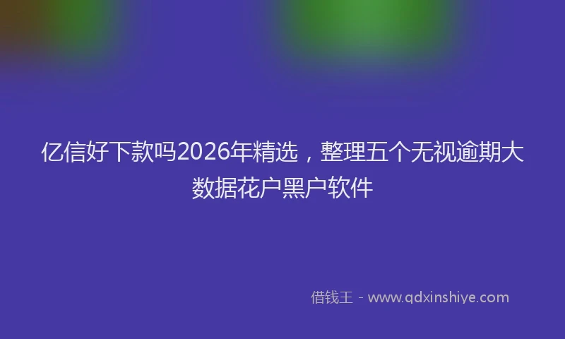 亿信好下款吗2026年精选，整理五个无视逾期大数据花户黑户软件