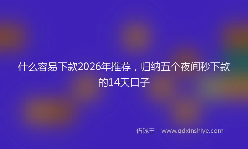 什么容易下款2026年推荐，归纳五个夜间秒下款的14天口子