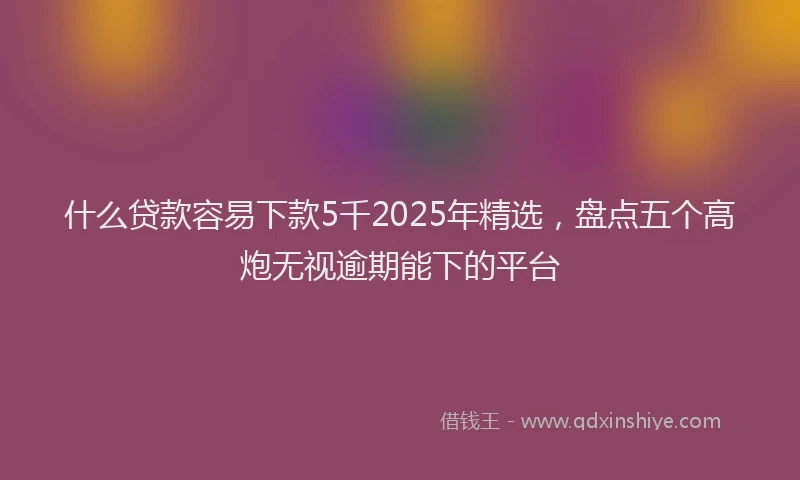 什么贷款容易下款5千2025年精选，盘点五个高炮无视逾期能下的平台