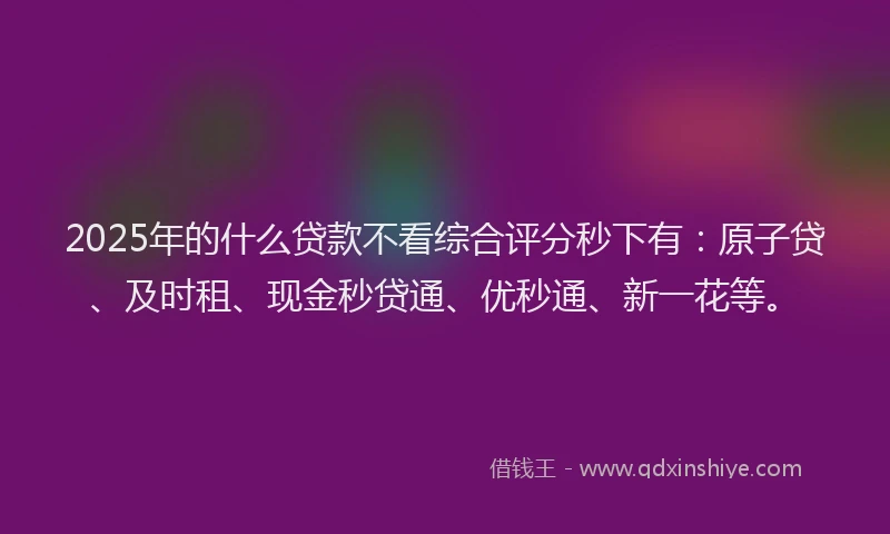 2025年的什么贷款不看综合评分秒下有：原子贷、及时租、现金秒贷通、优秒通、新一花等。