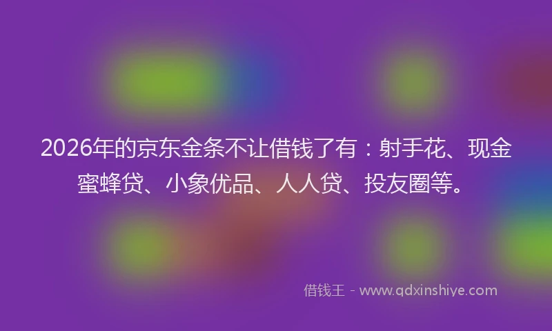 2026年的京东金条不让借钱了有:射手花、现金蜜蜂贷、小象优品、人人贷、投友圈等。