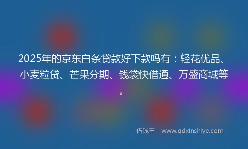 2025年的京东白条贷款好下款吗有：轻花优品、小麦粒贷、芒果分期、钱袋快借通、万盛商城等。