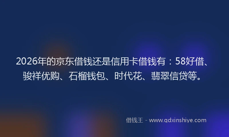 2026年的京东借钱还是信用卡借钱有：58好借、骏祥优购、石榴钱包、时代花、翡翠信贷等。