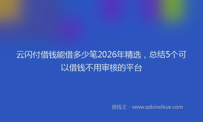 云闪付借钱能借多少笔2026年精选，总结5个可以借钱不用审核的平台