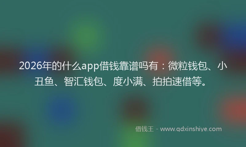 2026年的什么app借钱靠谱吗有:微粒钱包、小丑鱼、智汇钱包、度小满、拍拍速借等。