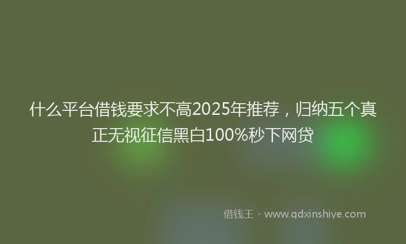 什么平台借钱要求不高2025年推荐，归纳五个真正无视征信黑白100%秒下网贷