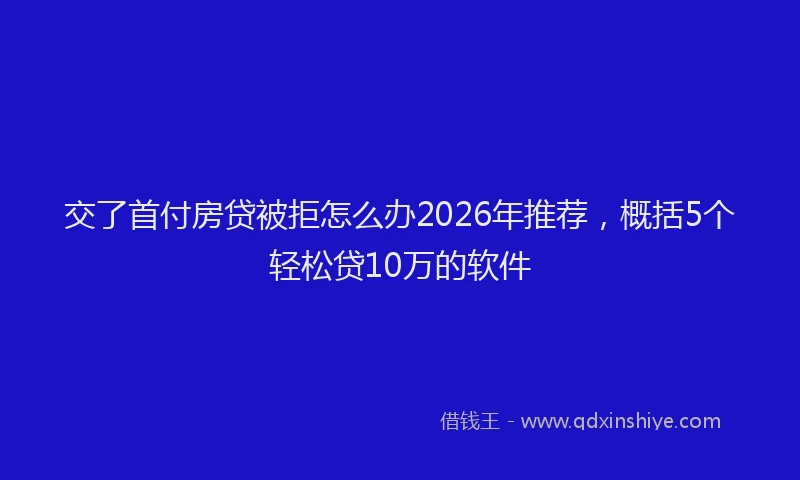 交了首付房贷被拒怎么办2026年推荐，概括5个轻松贷10万的软件