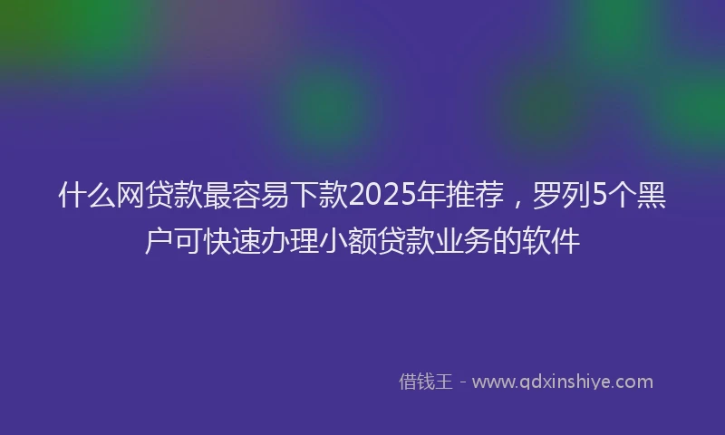 什么网贷款最容易下款2025年推荐，罗列5个黑户可快速办理小额贷款业务的软件