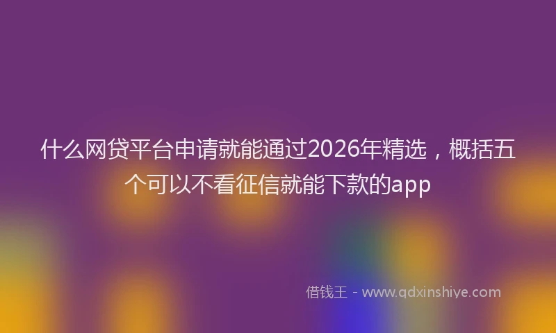 什么网贷平台申请就能通过2026年精选，概括五个可以不看征信就能下款的app