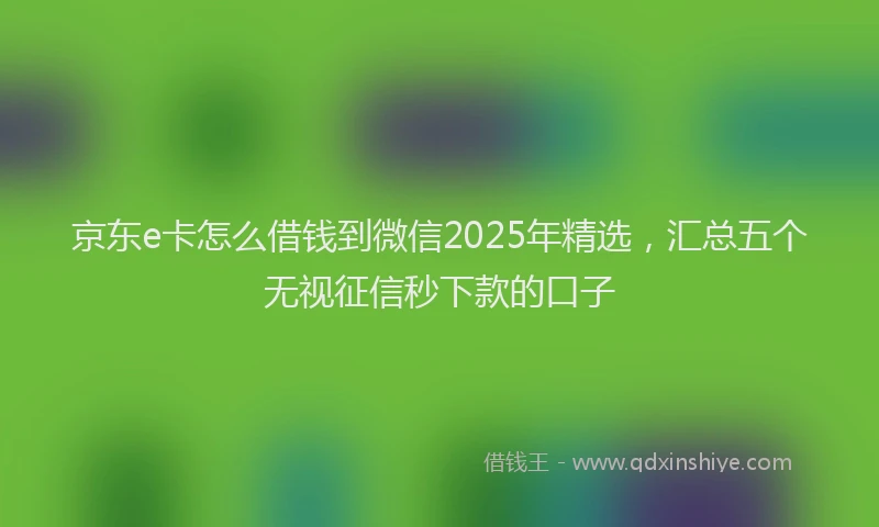 京东e卡怎么借钱到微信2025年精选，汇总五个无视征信秒下款的口子