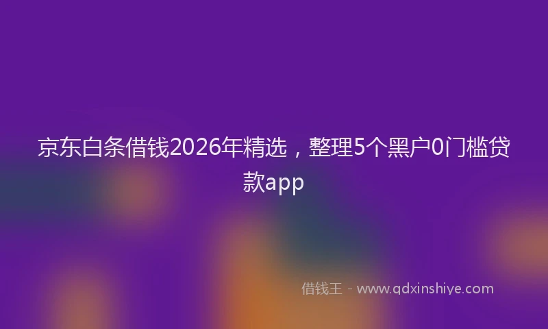 京东白条借钱2026年精选,整理5个黑户0门槛贷款app