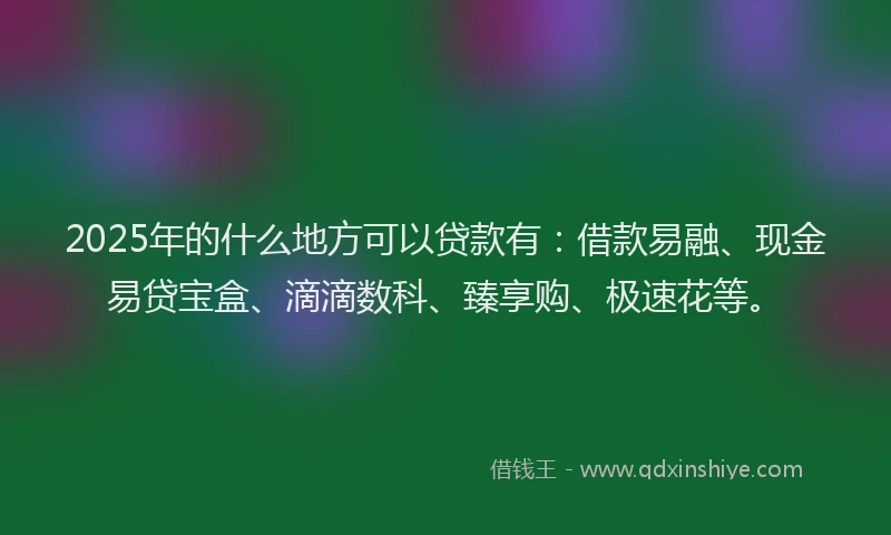 2025年的什么地方可以贷款有：借款易融、现金易贷宝盒、滴滴数科、臻享购、极速花等。