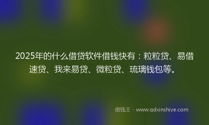 2025年的什么借贷软件借钱快有：粒粒贷、易借速贷、我来易贷、微粒贷、琉璃钱包等。