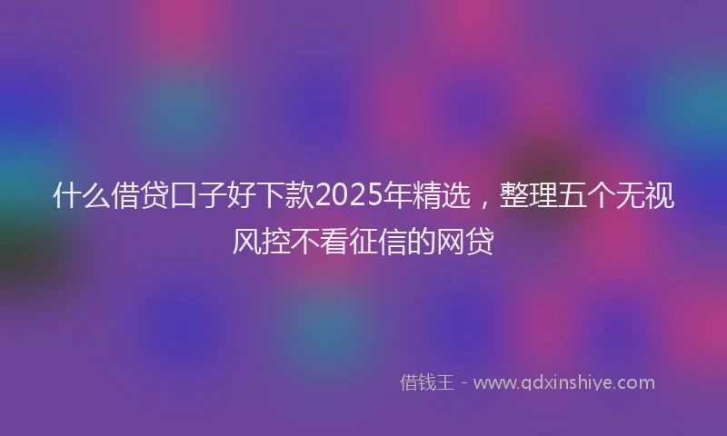什么借贷口子好下款2025年精选，整理五个无视风控不看征信的网贷