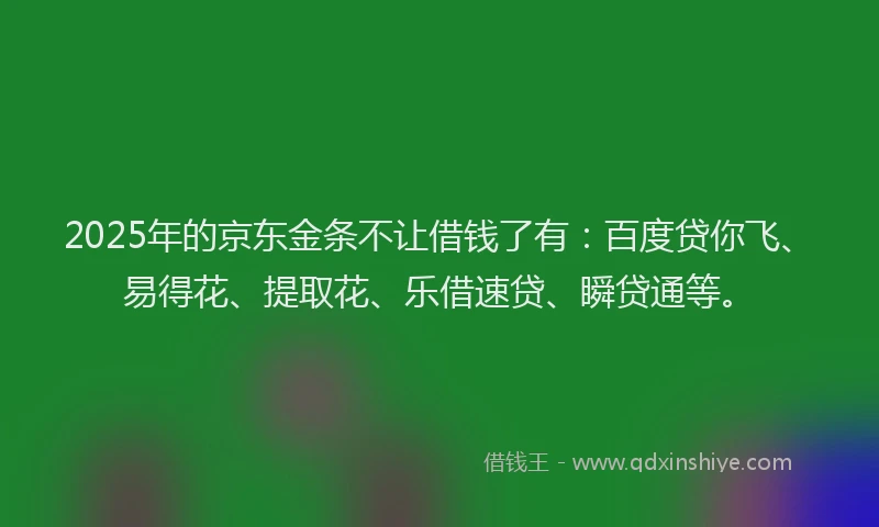 2025年的京东金条不让借钱了有：百度贷你飞、易得花、提取花、乐借速贷、瞬贷通等。