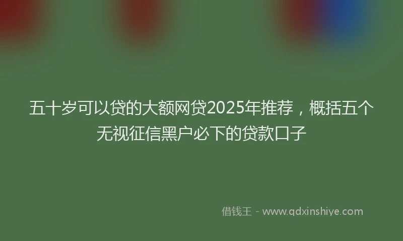 五十岁可以贷的大额网贷2025年推荐，概括五个无视征信黑户必下的贷款口子