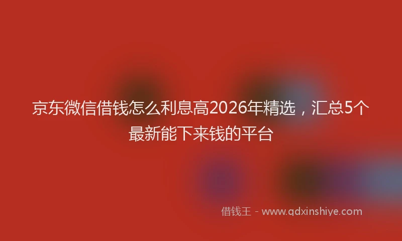 京东微信借钱怎么利息高2026年精选，汇总5个最新能下来钱的平台