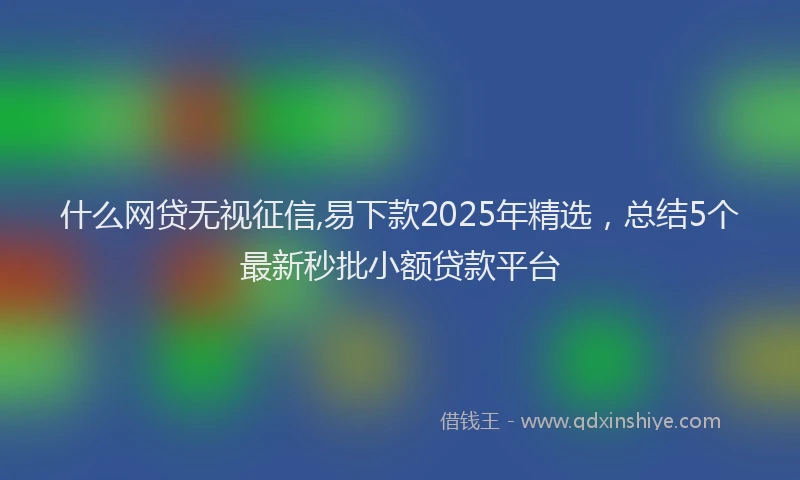 什么网贷无视征信,易下款2025年精选，总结5个最新秒批小额贷款平台