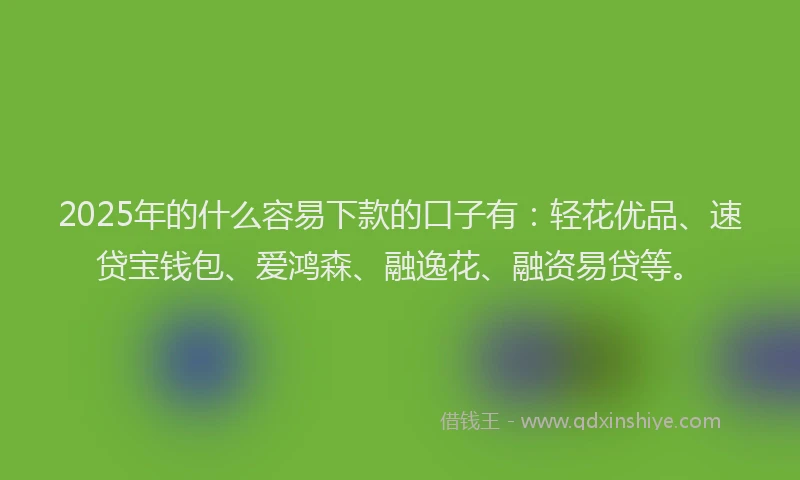 2025年的什么容易下款的口子有：轻花优品、速贷宝钱包、爱鸿森、融逸花、融资易贷等。