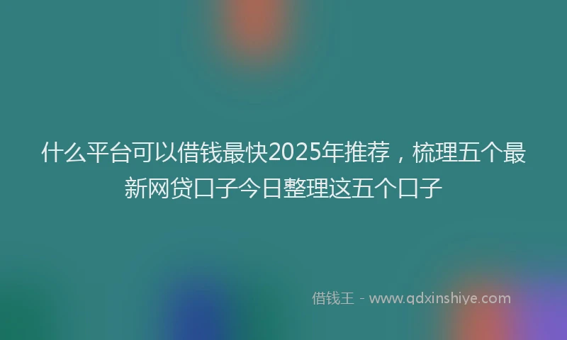什么平台可以借钱最快2025年推荐，梳理五个最新网贷口子今日整理这五个口子