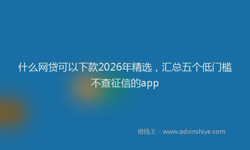 什么网贷可以下款2026年精选，汇总五个低门槛不查征信的app