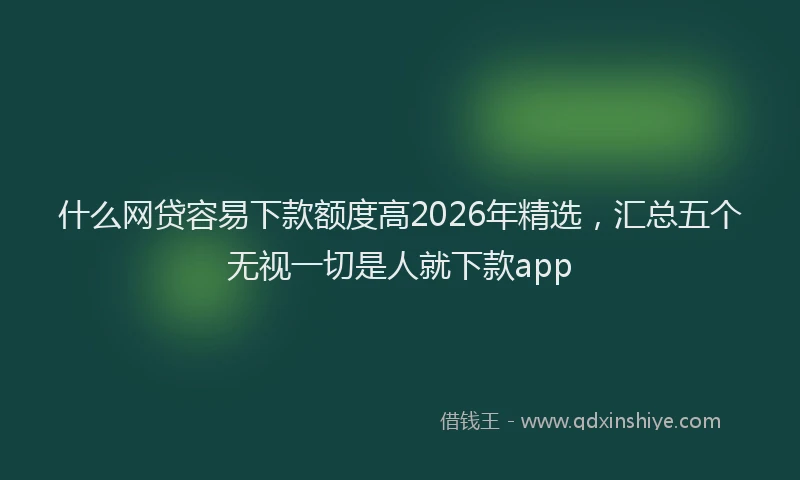 什么网贷容易下款额度高2026年精选，汇总五个无视一切是人就下款app