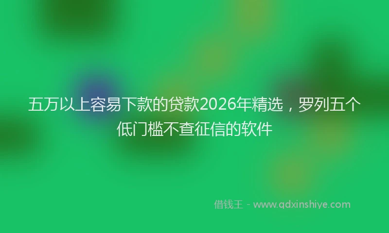 五万以上容易下款的贷款2026年精选，罗列五个低门槛不查征信的软件