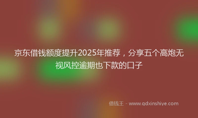 京东借钱额度提升2025年推荐，分享五个高炮无视风控逾期也下款的口子
