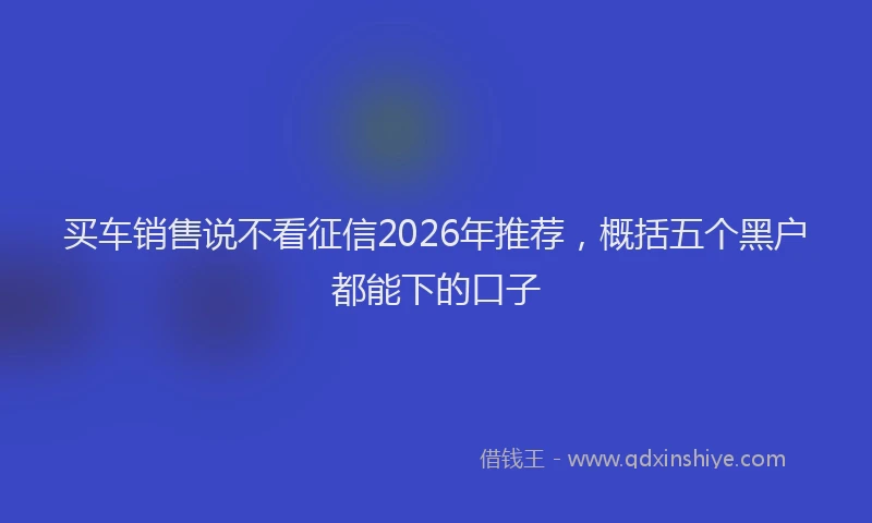 买车销售说不看征信2026年推荐,概括五个黑户都能下的口子