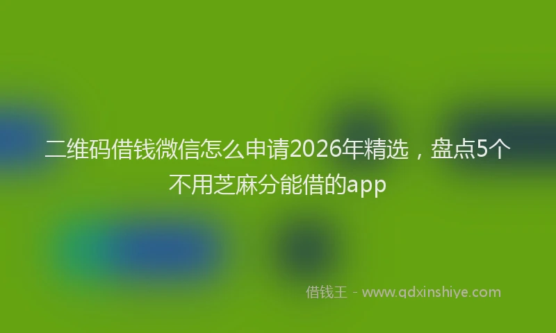 二维码借钱微信怎么申请2026年精选，盘点5个不用芝麻分能借的app