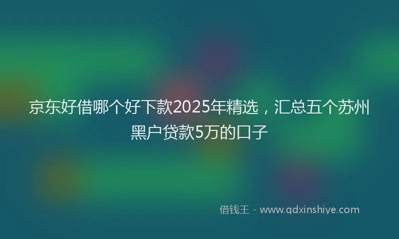 京东好借哪个好下款2025年精选，汇总五个苏州黑户贷款5万的口子