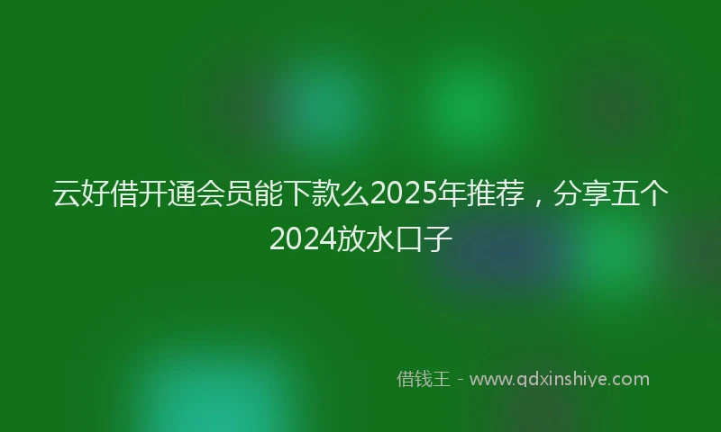 云好借开通会员能下款么2025年推荐，分享五个2024放水口子
